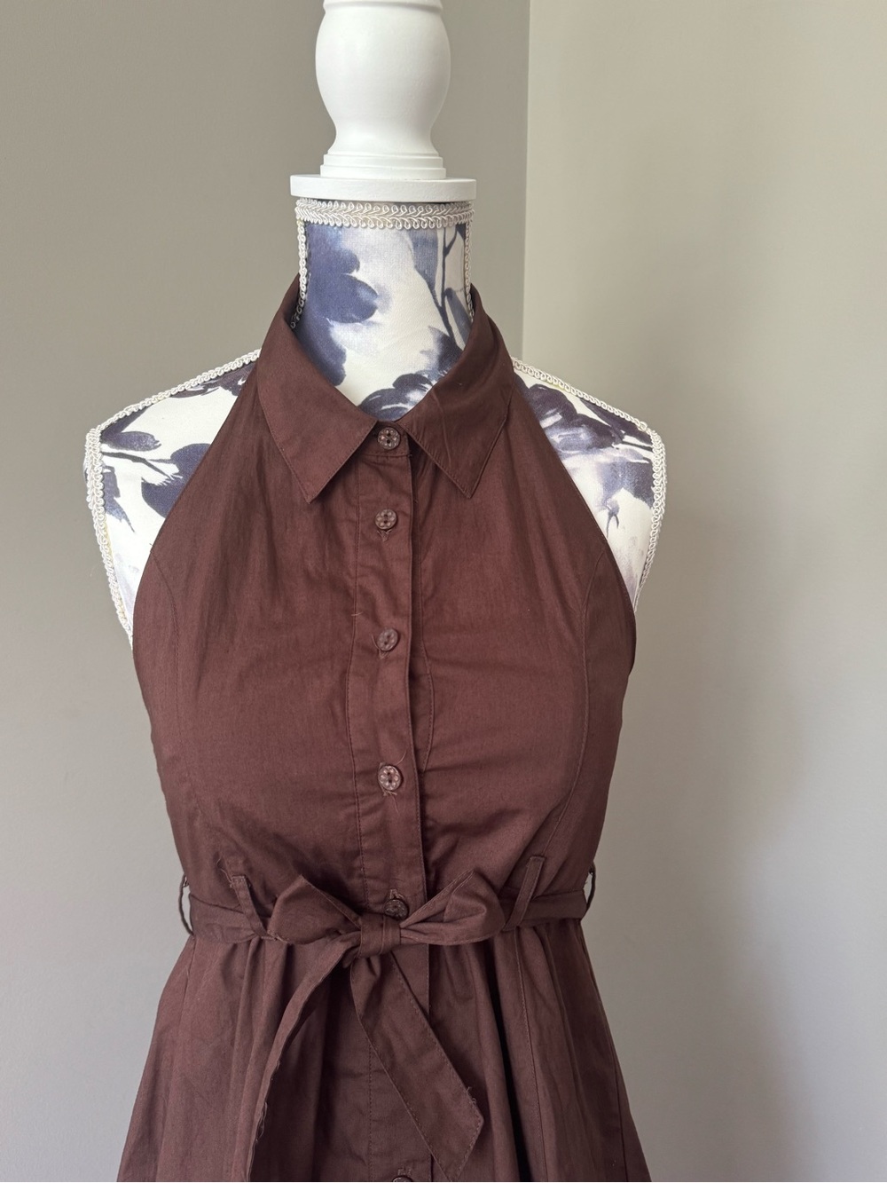 Maggie & Zoe Chocolate Brown Halter Tie-Waist Dress - Picture 2 of 10